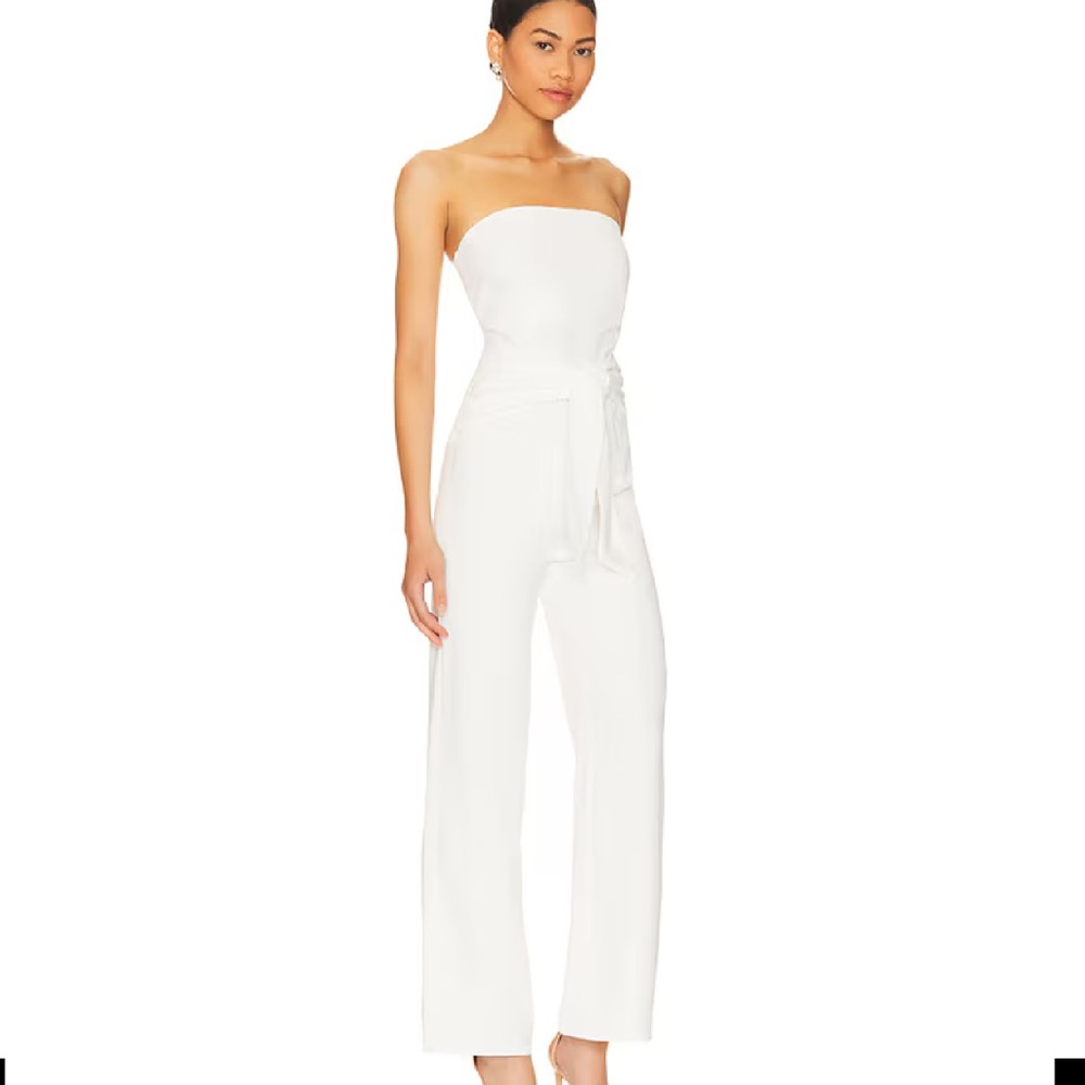 Superdown Jordan Tie Waist Jumpsuit in White, Size: S